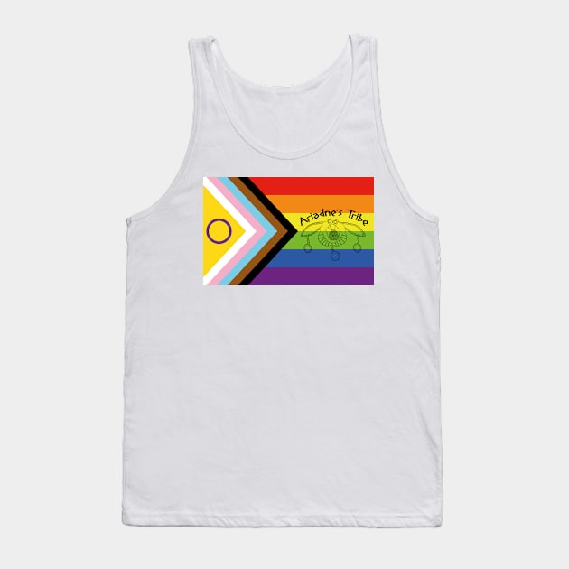 Ariadne's Tribe logo on inclusive Pride flag Tank Top by MsLauraPerry